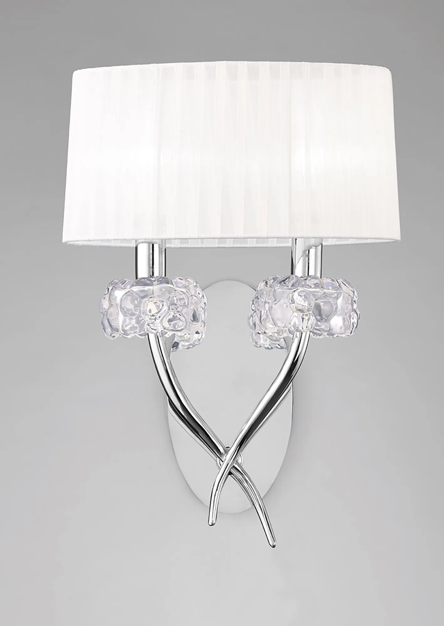 Loewe Polished Chrome-White Wall Lights Mantra Armed Wall Lights
